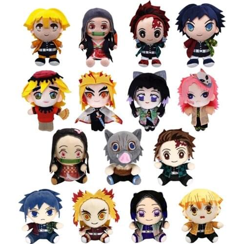 Demon Slayer Plush Toy 20cm Kamado Nezuko Tanjirou Agatsuma Zenitsu Hashibira Inosuke Tomioka Giyuu Cute Doll Children Toys Gift
