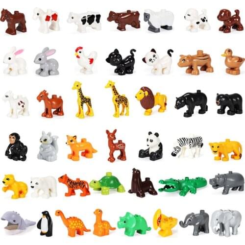 Interesting Building Blocks Animal Accessories Figures Diy Lion Panda Compatible with Big Size Toys for Children Kids Gifts