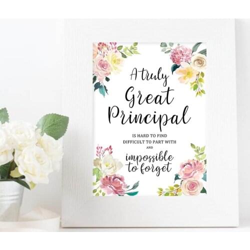 Principal Appreciation Quote Gift Pink Peonies Canvas Paintings Letters Posters Prints Wall Art Pictures for Bedroom Home Decor