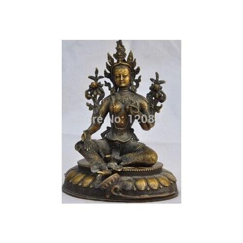 Chinese hand-carved copper utensil Tara Buddha statue