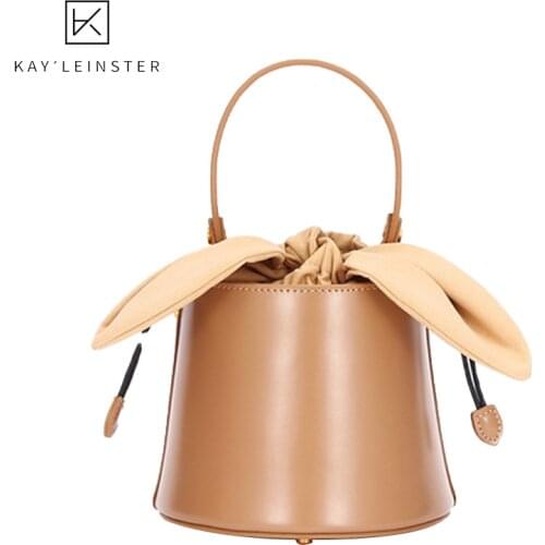 Leather Bags 100% Shoulder Messenger Bag Design Bucket Bag Female Bags 2021 Luxury Women Brand Handbags WomenS Brand New Bow