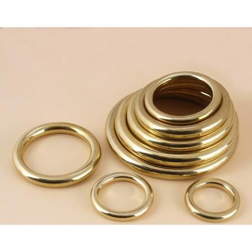 Solid Brass Cast O-Ring Seamless Round Buckle For Webbing Leather Craft bag strap belt pet collar High Quality