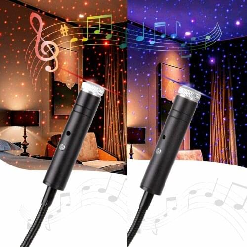Laser Music Sound USB Starry Sky Projector LED Night Light Car Roof Interior Star Galaxy Lamp for Home Room Party Deco