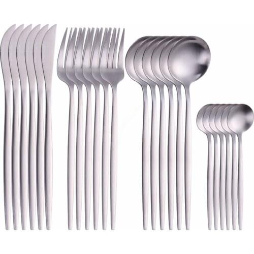 Stainless Steel Tableware Matte Cutlery Set 24 Piece Kitchen Set Dinnerware Silverware Home Dinner Set Tableware Dropshipping