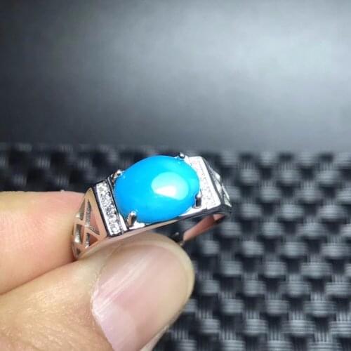 Natural blue turquoise ring, 925 silver, from natures products, beautiful style, rare gemstones