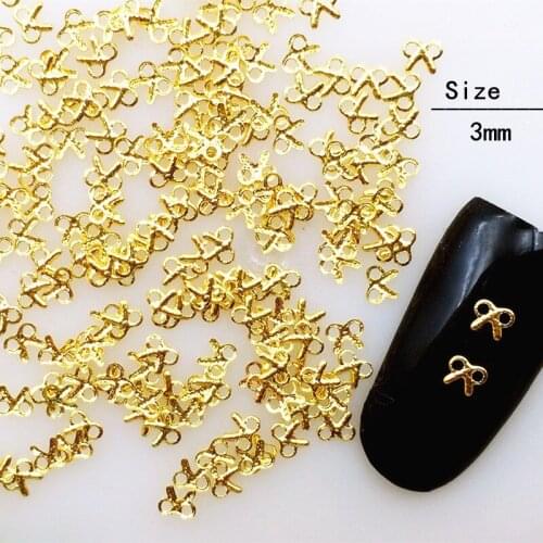 100pcs/bag Bowknot Style New 3D Nail Art Decoration Alloy Nail Sticker Japan Mini Stud Rivet DIY Charm Nail Tools Supplies
