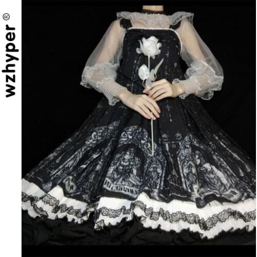 New Black Gothic Jsk Lolita Dress Soft Sisiter Victorian Medieval Lace Dress Women Princess Dress Halloween Costume for Girl