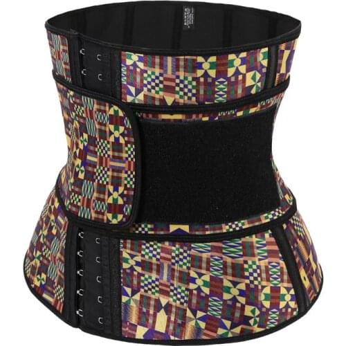 New African Printing Women Shapewear Corset Latex Waist Trainer Steel Boned Waist Shaper Slimming Compression Belt Weight Lose