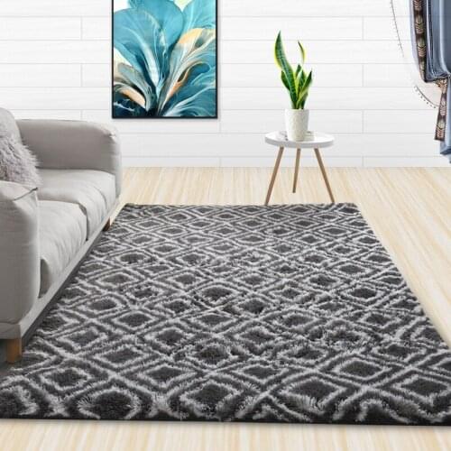 Simple Tie-Dye Long Hair Gradient Color Carpet Coffee Table Living Room Bedroom Carpet Thicken Bay Window Rug Child Crawling Mat
