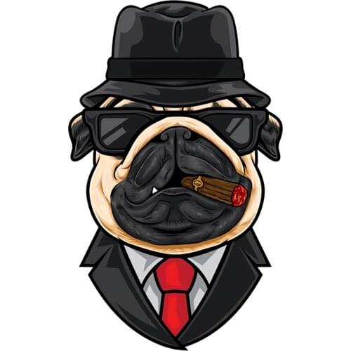 RuleMylife Boss Pug Wearing Sunglasses Creativity Motorcycle Car Stickers Decal Funny Animal Car Accessories Decoration