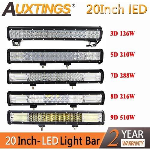 Auxtings 5D 7D 8D 9D 20 inch LED Bar 20'' LED light bar for Car Boat OffRoad Off Road 4WD 4x4 Truck SUV ATV Driving 12V 24V