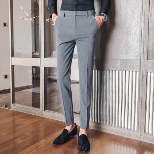 Slim Dress Pants Fit Greyblack Mens Formal Pants Business Classic Pants Mens Pantalones Perfume Masculino Office Trousers Mens