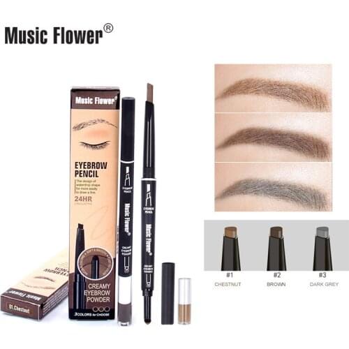 Cross Border Hot Sale Music Flower Double Head Automatic Rotary Makeup Non Halo Dye Waterproof Eyebrow Pencil