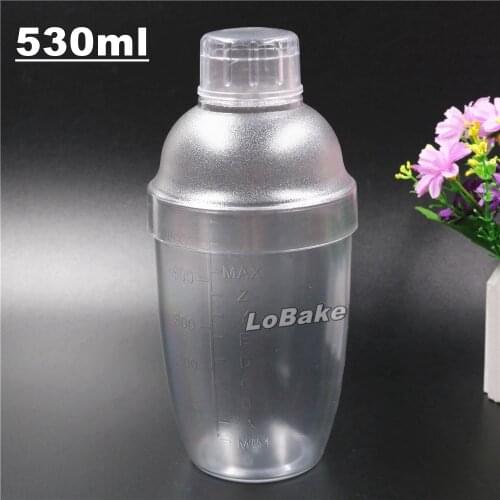High quality 530ml PC Polycarbonate cocktail shaker wine bottle with measure gauge for home & bar drinking accessories