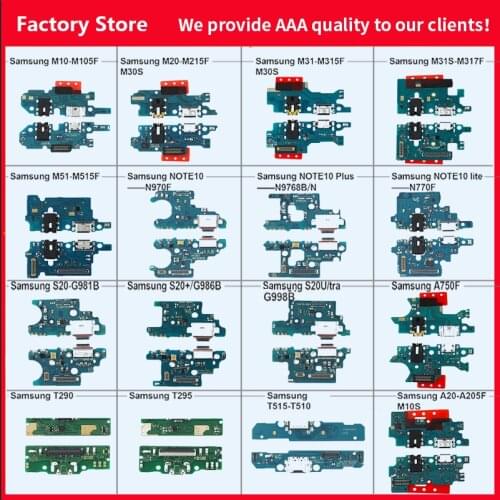 Charging Port USB Charger Dock Board Flex For Samsung T510 A20 T290 T295 M10 M20 M31S M51 Note10 lite plus S20+ S20 Ultra A750F