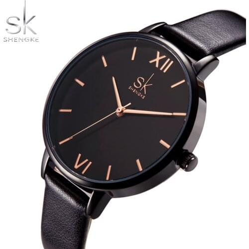 Shengke Women Watches Causal Women Leather Watch Black Leather Strap Wristwatch Colors Relogio Feminino Mixmatch Ladies Watch