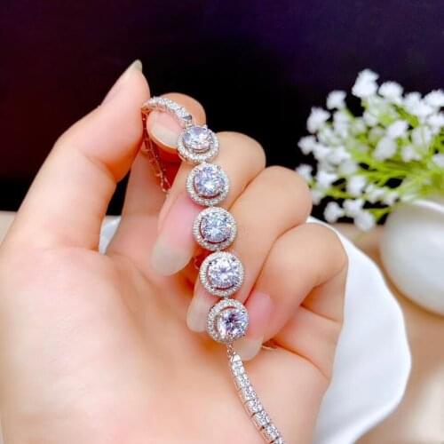 Real Moissanite E VVS Womens Bracelet 925 pure silver diamond bracelet latest style hot sale promotion