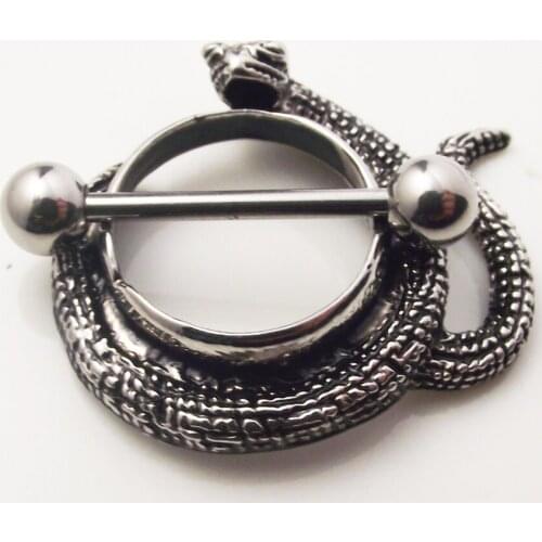 2piece Stainless Steel Sexy Snake Nipple Ring Shield Rings Body Piercing Jewelry Animal Mamilo Rings Barbell Rings Women