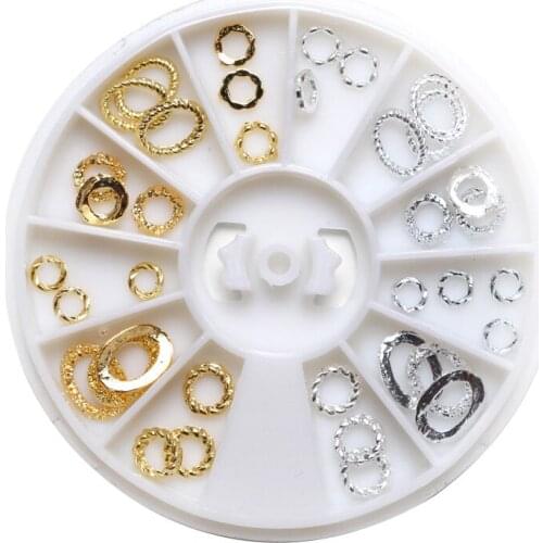 1Box(36Pcs) Mixed Alloy Ring Beads For Needlework FlatBack Cabochon Scrapbook Decoration Craft DIY Embellishments Accessories