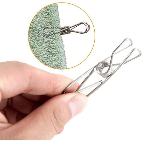 100pcs Stainless Steel Clothes Pegs Hanging Clips Pins Laundry Windproof Clamp For Bathroom Kitchen Multi-function Use 3