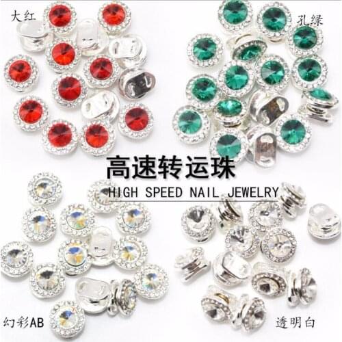100pcs Nail jewelry spinning Crystal nail decoration/ siver plated Spin Rhinestone glitter charm Nail DIY deco/Spinning rotating