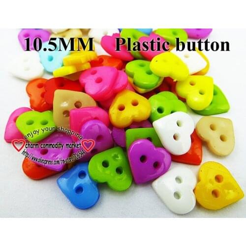 200PCS 10colors Dyed Plastic heart shape buttons coat boots sewing clothes accessories P-133