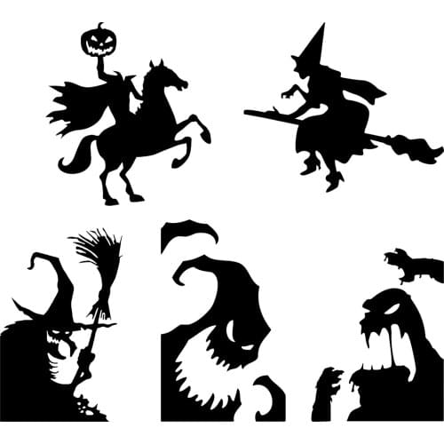 5 Pcs Halloween Window Sticker Electrostatic Double-sided Glass Window Wall Stickers Window Cling Decoration For Consistent