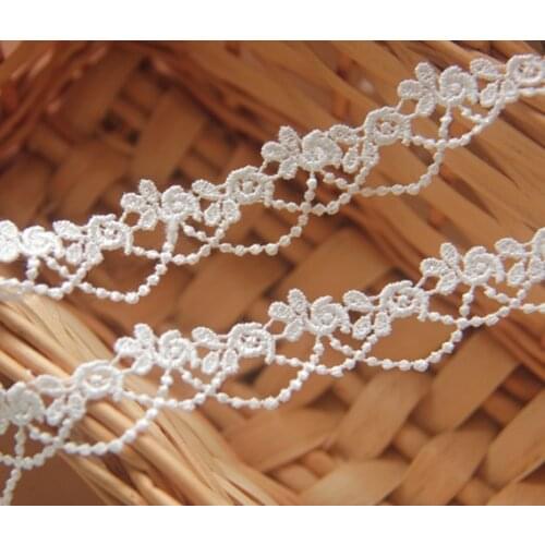 5Yard/lot Lace trim white rose flower water soluble cotton flower edge clothes accessories 1.5 cm wide lace fabric SC073