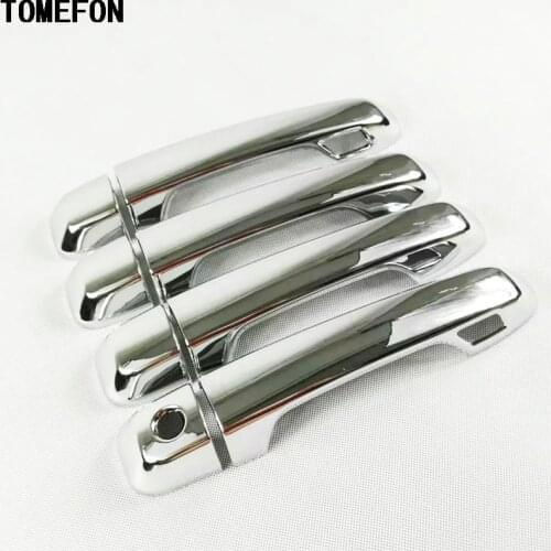 8pcs For Toyota Land Cruiser FJ200 LC200 2016 ABS Chrome Side Door Handle Cover Trims With Smart key Holes