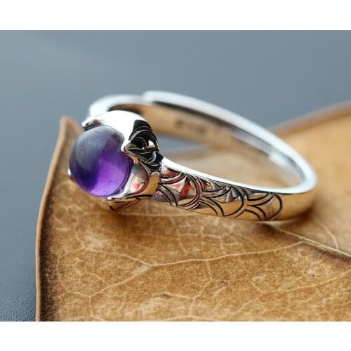 925 sterling silver ring opening female hand set Natural Silver Ring