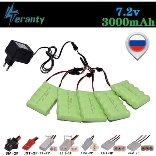 7.2v 3000mAh Battery and Charger For RC Cars Robots Tanks Gun Boats 7.2v NiMH Battery Aa 2400mah 7.2v Rechargeable Battery Pack