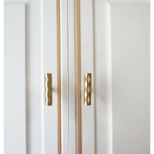 Satin Brass Ripple/Textured Cabinet Knob Kitchen Cupboard Door Pulls Drawer Handles T Bar Decor Furniture Handle Hardware