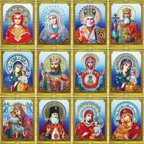 AZQSD Diamond Mosaic Special Shaped Drill Icon Religion Diamond Painting Virgin Mary Rhinestone Embroidery With Diamonds 40X50CM