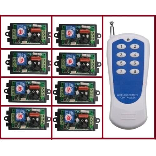 Free Shipping 8CH 220V light switch ON/OFF Digital Wireless Radio RF Wireless Remote Control Switch System