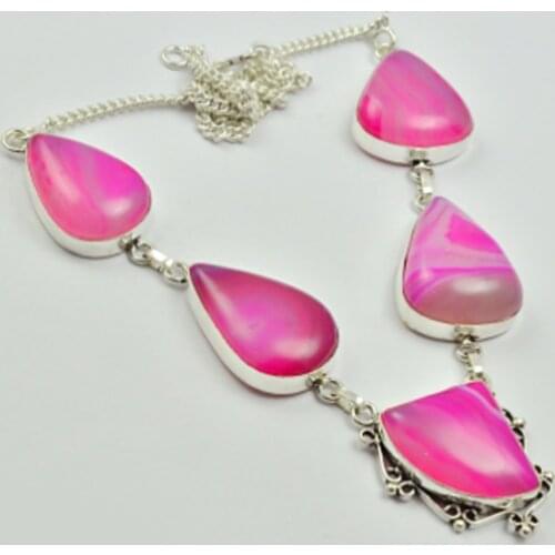 Botswana Agates Necklace Silver Overlay over Copper , 49cm, N2543