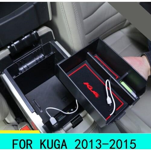 Foal Burning ABS Black Car Central storage armrest box storage box for Ford Ford Kuga Escape 2013 - 2015 Accessories