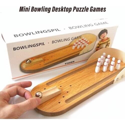 Wooden Table Mini Bowling Game Toy Set Children Grasp Hands On Puzzle Parent-child Interaction Family Party Game Set