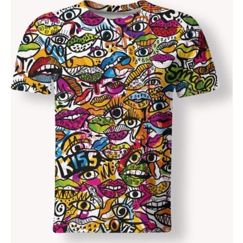 2021 Men Women Childrens Graffiti 3D Printed round neck T-shirt Summer Short Sleeve Top Cool Boys, Girls, Childrens Fashion