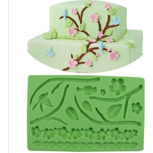 Fondant Tool Flower Leaf Branch Bird Shape Baking Mold Silicone Embossing Die Sugar Arts Flower