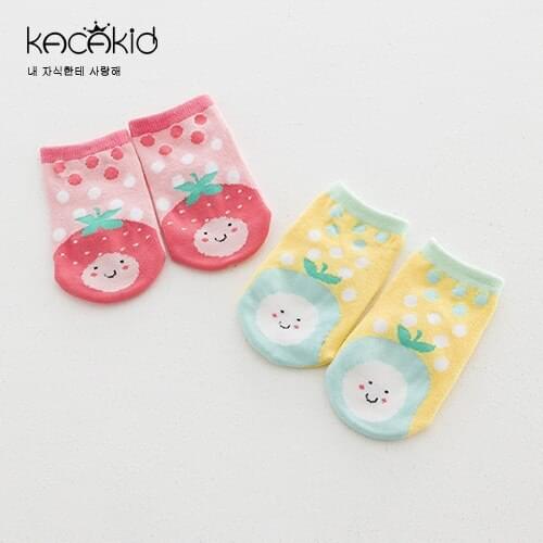 Kacakid Fruit Theme Strawberry Pear Anti Slip Cute Socks Cotton Children Kids Boys Girls Cute Socks