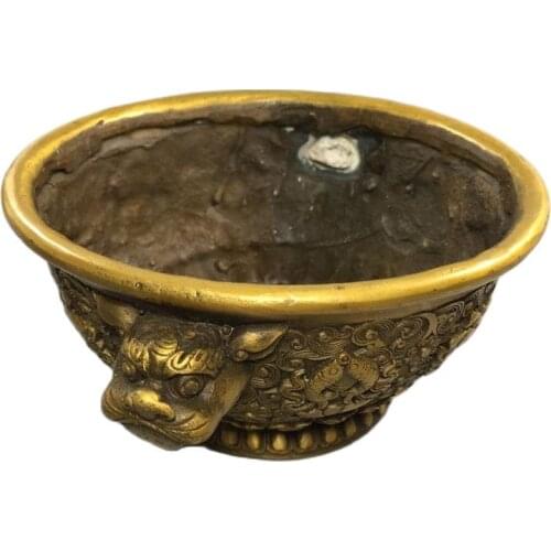 Chinese Old Copper Collection Pure Copper Eight treasure bowl