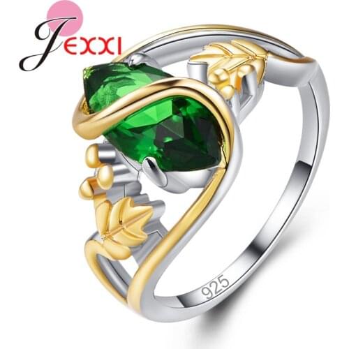 Ladies 925 Sterling Silver Finger Rings for Women Vintage Engagement Anillos with Stones Blue/Green AAA Cubic Zircon Jewelry