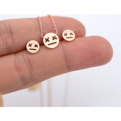 Fashion cartoon expression pendant necklaces "X X" eyes glazed expressions necklaces Game over expression pendant necklaces
