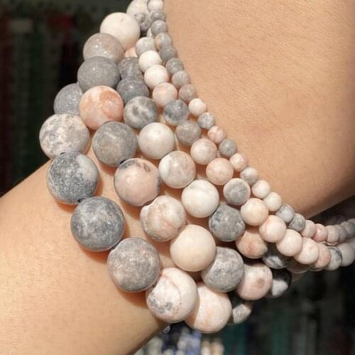 Natural Matte Dull Polish Pink Zebra Jaspers Stone Beads For Jewelry Making Round Loose Beads Diy Bracelet Charms 4/6/8/10/12mm