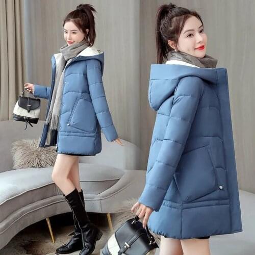 2021 New Women Jacket Winter Coat Thick Warm Parka Korean Casual Long Hooded Cotton Padded Jackets Parkas Female Loose Outwear