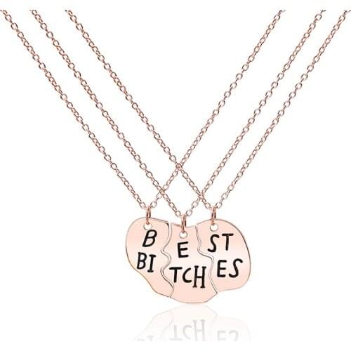 New Unique Design Rose Gold Color Pendant Letter Lettering Necklace Best Sister Custom Zinc Alloy Jewelry Party Necklace
