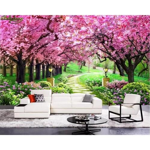 Beibehang Custom wallpaper cherry blossom forest garden path landscape wall 3D mural wall papers home decor papel de parede