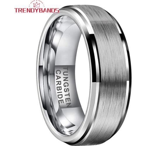 6MM Stepped Beveled Edges Tungsten Rings For Men Women Wedding Bands Brushed Finish Comfort Fit