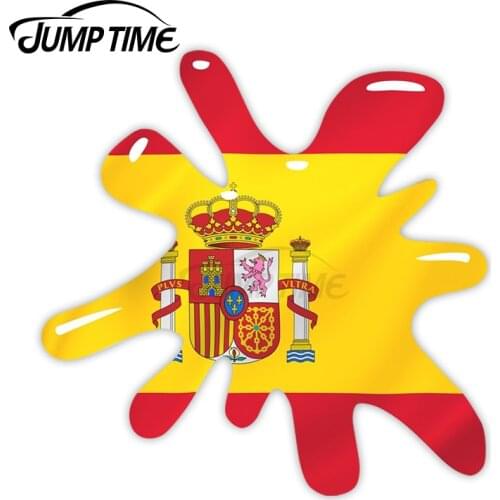 Jump Time New 3D Design With Spain Spanish Flag Motif External Vinyl Car Sticker for Windows Bumper