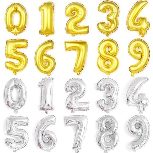 Wedding Foil Balloons Happy Birthday Decoration Digital Balloons Rainbow Number Balloon Christmas Gift Decoration Balloons Party